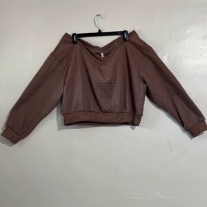 NWT XL Brown Long Sleeve Cropped Sweater
